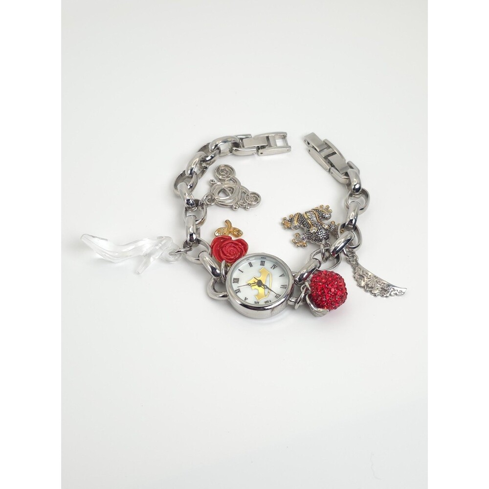 Accutime Disney Women's Princess Charm Bracelet Watch - Cinderella Belle Snow